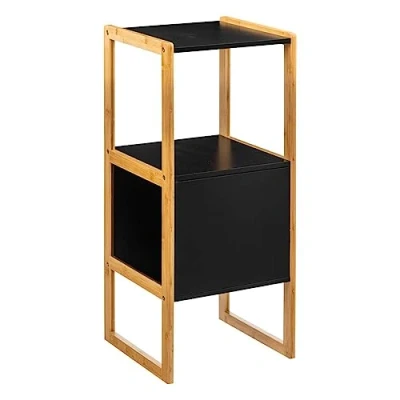 Afbeelding van 5five Natureo Halfhoge Badkamerkast 33x33x80 cm Zwart/Bruin