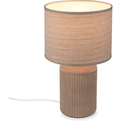 Afbeelding van Briloner Ino Tafellamp, Stoffen kap 7539011 Kabelschakelaar Keramische voet Ø22 x 37,5 cm Bruin