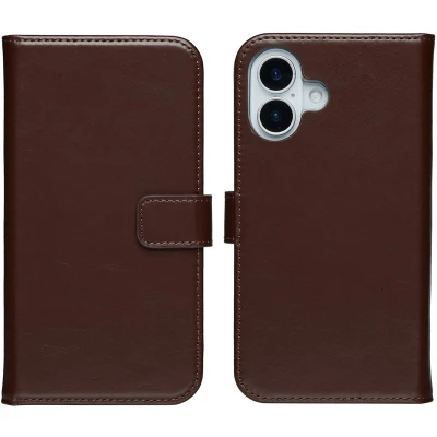 Afbeelding van Selencia Echt Leren Bookcase voor de Apple iPhone 17 Bruin