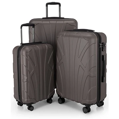 Afbeelding van Suitline Harde koffer met uitbreidbare hardshell hoes, TSA, (S, M &amp; L), zwart, Titanium Grijs, SET OF 3