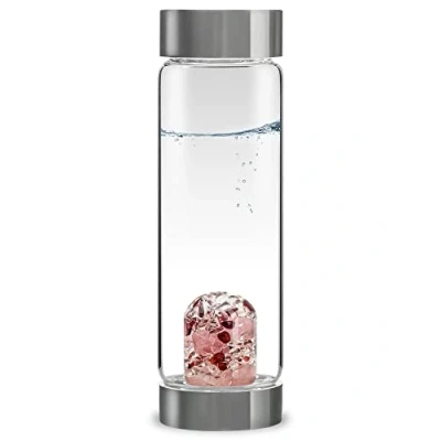 Afbeelding van VitaJuwel ViA LOVE Kristallen waterfles met rozenkwarts, granaat en helder kwarts, harmonie, genegenheid