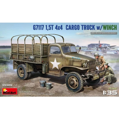 Afbeelding van 1:35 MiniArt 35389 1,5T 4X4 G7117 Cargo Truck with Winch Plastic Modelbouwpakket