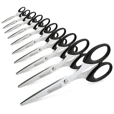 Image de Rapesco 1579 Business Pack: 10 Paires de Ciseaux Essential 16cm en Acier Inoxydable, Noir