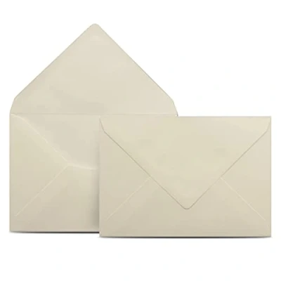 Afbeelding van Colours 4 you Enveloppen, 50 stuks, DIN C6, crèmekleurig, 11,4 x 16,2 cm, enveloppen met natte sluiting, puntige klep, zonder venster