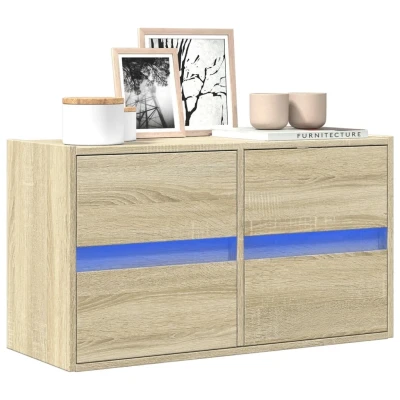 Afbeelding van Tv wandmeubel met LED verlichting 80x31x45 cm sonoma eikenkleur