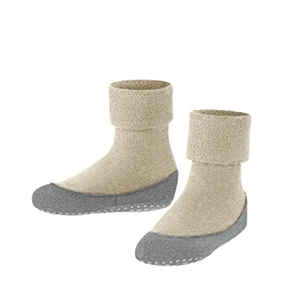 Image de FALKE Cosyshoe K HP laine picots sur la semelle 1 paire, Chaussettes Chaussons Mixte enfant, Beige (Sand Melange 4651), 33 34