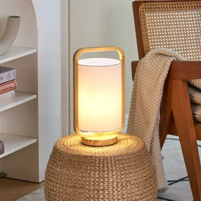 Afbeelding van Pauleen Woody Charm tafellamp van stof en hout