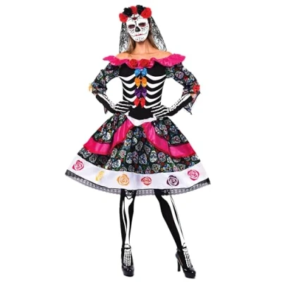 Afbeelding van Spooktacular Creations Spaans kostuum Dag van de Doden voor dames Halloween, kostuumfeest, Dia Muertos