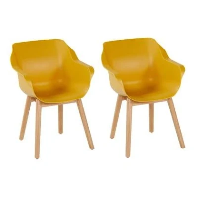 Afbeelding van Hartman Sophie Studio Teak Tuinstoel Set van 2 Geel
