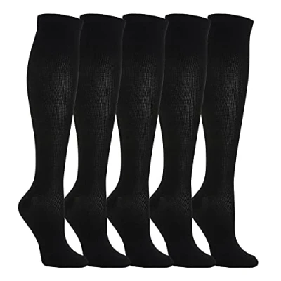 Afbeelding van Weekend Peninsula 5 paar compressiesokken voor mannen en vrouwen, hardlopen, sport, fietsen, vliegreizen zwangerschap, herstel, zwart.