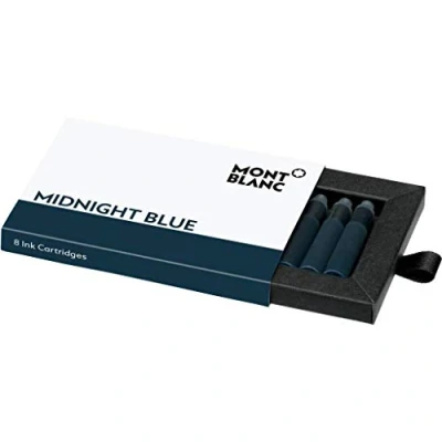 Afbeelding van Montblanc Set van 8 inktpatronen nachtblauw 105195 navulinkt blauw voor vulpen hoge kwaliteit en sneldrogend
