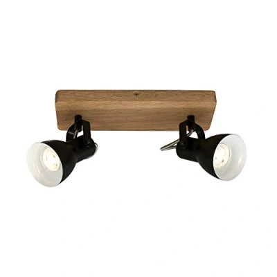 Afbeelding van Briloner Leuchten ARBO plafondlamp spot draaibaar 2 lichts GU10 max. 35W Materiaal: hout en Metaal Kleur: zwart
