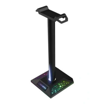 Afbeelding van Oversteel Stellite Gaming Headsethouder, 10 RGB achtergrondverlichtingsmodi, antislip basis, USB, zwart