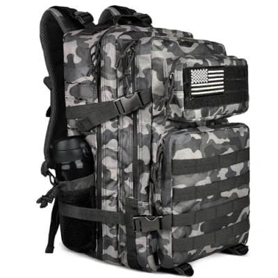 Afbeelding van Zavothy Militaire rugzak, reisrugzak, campingrugzak, wandelrugzak, legerrugzak, 35 45 l, voor school, trekking, wandelen, kamperen, reizen, vissen, klimmen, Zwart en wit camouflage 45L, l