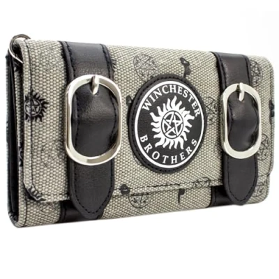 Afbeelding van Super Natural Winchester Bros Emblème de Piège du Diable Portefeuille / Porte Monnaie Tri Volet avec Poche à &amp; Cartes, Gris