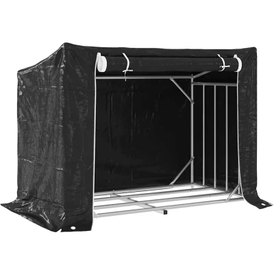 Afbeelding van Haardhoutrek met regenhoes 151x80,5x110,5 cm staal