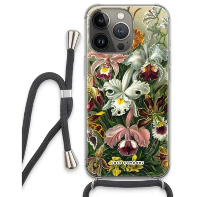 Afbeelding van Case Company® hoesje met Koord geschikt voor iPhone 13 Pro Haeckel Orchidae Telefoonhoesje Zwart Extra Bescherming aan alle Kanten en Over de Schermrand