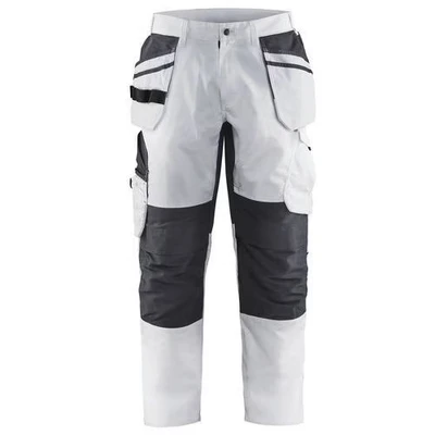 Image de Pantalon peintre stretch blanc/gris foncé, poches flottantes
