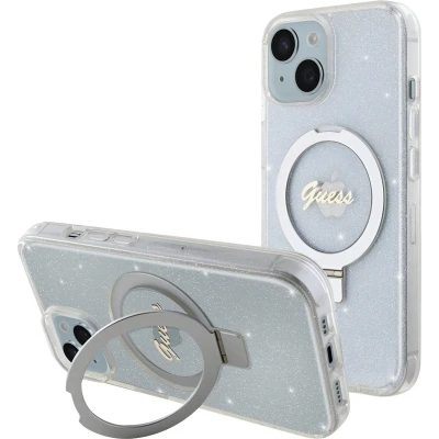 Afbeelding van Guess Ring Glitter Back Case (MagSafe Compatible) Geschikt voor Apple iPhone 15 (6.1&quot;) Transparant