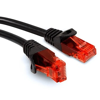Afbeelding van UTP LAN CAT6 netwerkkabel, afgesloten met RJ45 pluggen, zwart 3m