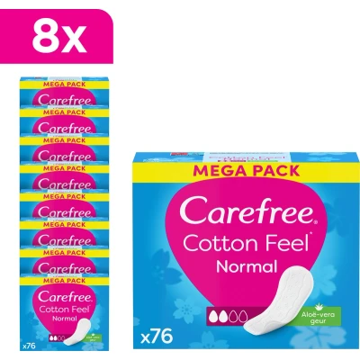 Afbeelding van Carefree Cotton Feel Normaal luchtdoorlatende inlegkruisjes aloë vera geur absorptiegraad twee 8 x 76 stuks