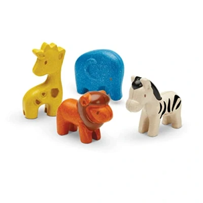 Image de Jouet en bois Plan Toys 4 Figurines animaux de la savane