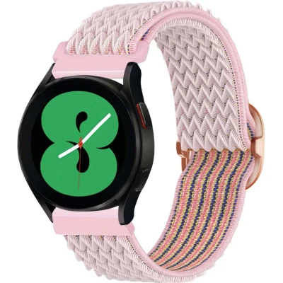 Afbeelding van iMoshion Elastisch nylon 20 mm bandje Geschikt voor Samsung Galaxy Watch 6 (Classic) / 5 (Pro) 4 3 Garmin Venu 2 plus Sq Forerunner 245 55 Roze