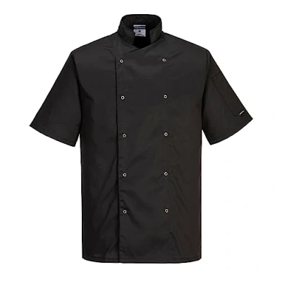 Image de Portwest C733 Veste de Chef Moderne Légère à Manches Courtes Cumbria Noire, M