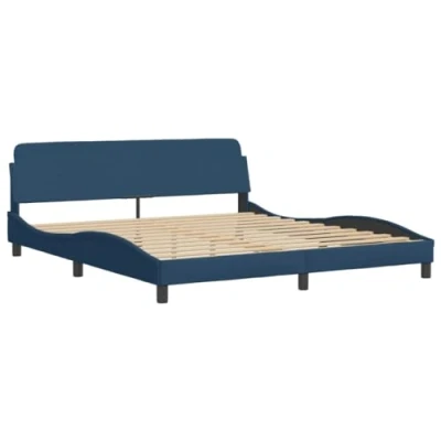 Afbeelding van Bedframe met hoofdbord stof blauw 180x200 cm