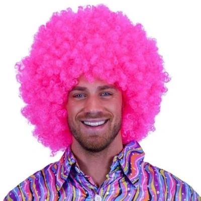 Afbeelding van Witbaard Pruik Super Afro Unisex Roze One size