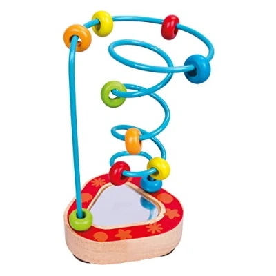 Afbeelding van Bino Kralendoolhof Labyrint Spiegel Junior 16 Cm Hout Blauw