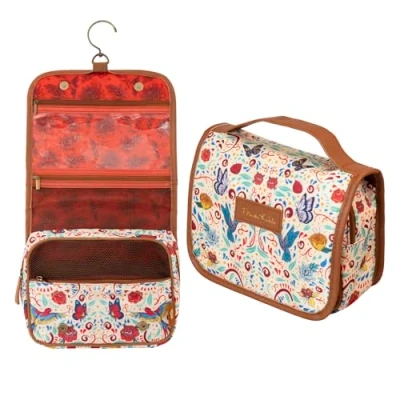 Afbeelding van Grupo Erik Frida Kahlo toilettas voor op reis, met ophanghaak Vanity reizen, make uptas, dames, heren en kinderen, Beige,