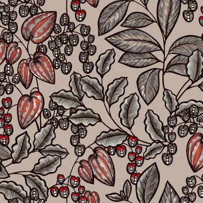 Afbeelding van SCANDINAVISCHE LOOK BLADEREN BEHANG Retro meerkleurig taupe &quot;Architects Paper&quot; A.S. Création Floral Impression