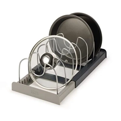 Image de Joseph DrawerStore rangement extensible et réglable pour ustensiles de cuisine, casseroles couvercles, diviseurs étagères tiroirs Gris