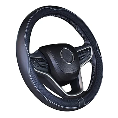 Afbeelding van ISTN Stuurhoes van microvezel, 38 cm, voor de meeste auto&#039;s (zwart en grijs)