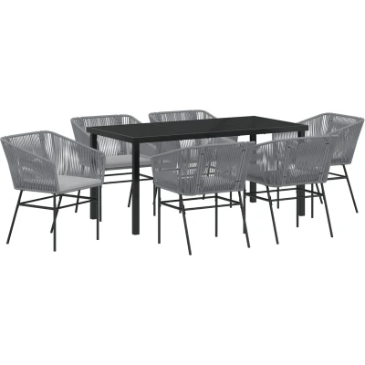 Afbeelding van vidaXL 2 delige Tuin Eetset met Kussens Grijs Poly Rattan