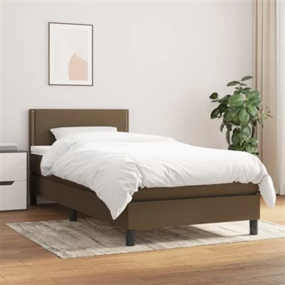Image de vidaXL Sommier à lattes de lit avec matelas Marron foncé 100x200 cm