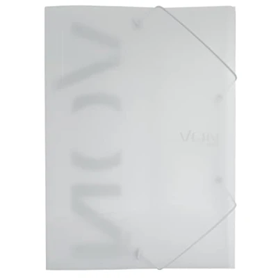 Afbeelding van VON Leitz hoekmap A4, PP kunststof, voor 150 vel, 3 kleppen, map met elastische band, moderne print, lichtgewicht school en thuis, 5 stuks, wit, 30070001