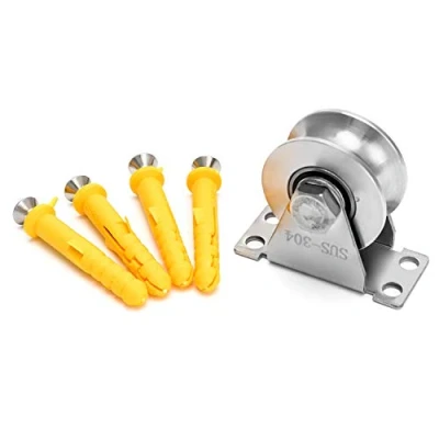 Afbeelding van QWORK 1 x U type roestvrijstalen katrol stille lager glijlager draaibaar heftouw voor metalen kabel