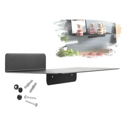 Afbeelding van SOTECH HOVER I Design wandrek 350 x 130 78 mm zwart, wandmontage, hangrek incl. bevestigingsset voor badkamer, keuken of woonkamer