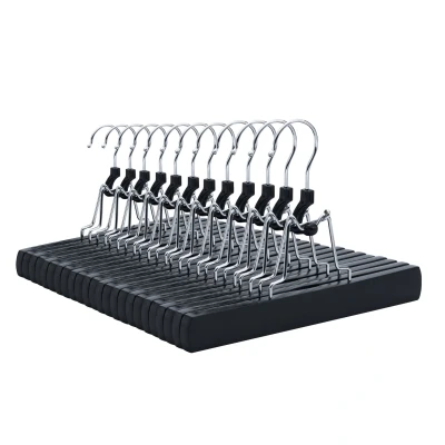 Afbeelding van ACAZA Kledinghangers Broekhanger 12 Stuks Anti Slip 100% FSC Gekeurd Duurzaam Hout Zwart