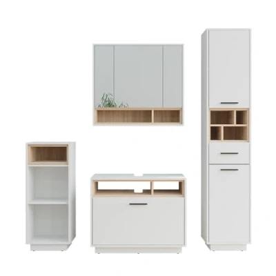 Afbeelding van Vicco BeatriceBadkamermeubelset Set 4 Wit/Sonoma