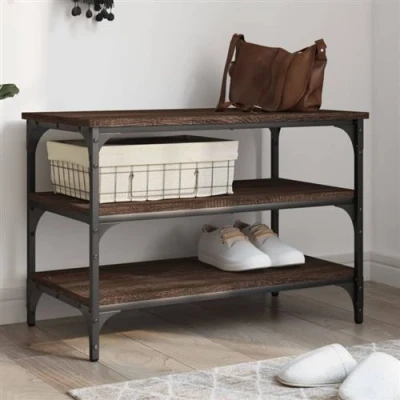 Afbeelding van Schoenenbankje 70x38,5x49 cm bewerkt hout bruineikenkleurig