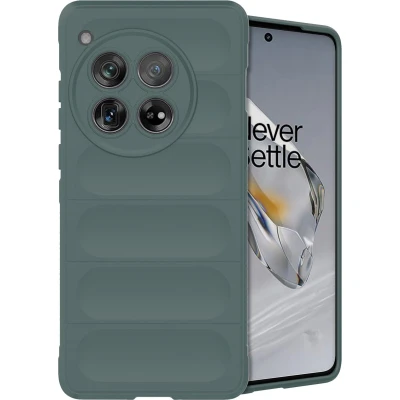 Afbeelding van iMoshion Hoesje Geschikt voor OnePlus 12 Siliconen EasyGrip Backcover Donkergroen