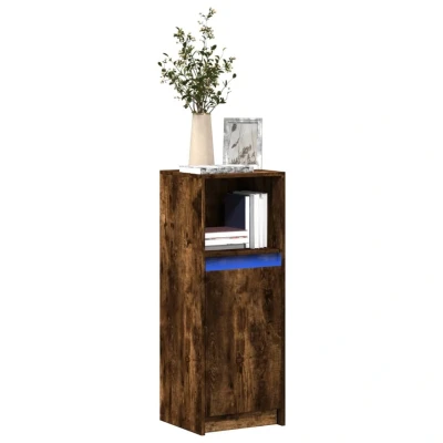 Afbeelding van Dressoir met LED 38x34x100 cm bewerkt hout gerookt eikenkleurig