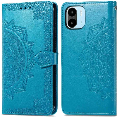 Afbeelding van iMoshion Hoesje Geschikt voor Xiaomi Redmi A2 / A1 Met Pasjeshouder Mandala Bookcase Turquoise