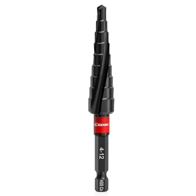 Afbeelding van Metaal trapboorset, 3 groef design M35 kobalt (4 12 mm) slijtvaste AlTiN coating, Unibit 1/4 inch zeskantschacht voor koolstofstaal, roestvrij staal, hout, kunststof