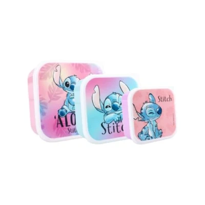 Afbeelding van My sweety pop lot de 3 boites a gouter stitch Boîte à goûter Lunch box Pour enfant Crèche Maternelle Ecole Vacances Repas 11,5 cm (Stitch Rose/Violet/Bleu)