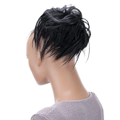 Afbeelding van PrettyShop XXL haarstuk, haarelastiek, volume, golvend, zwart, G1F