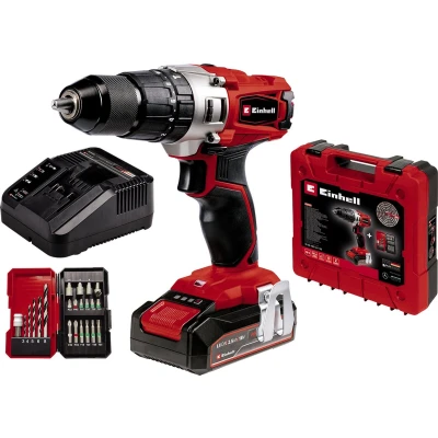 Afbeelding van Einhell accu Klopboor / Schroefmachine TE CD 18/2 Li i Kit Power X Change 18 V/Li ion Met impactfunctie 2 snelheden 44 Nm Incl. 1x 2,5 Ah en lader, Koffer 22 delige accessoireset